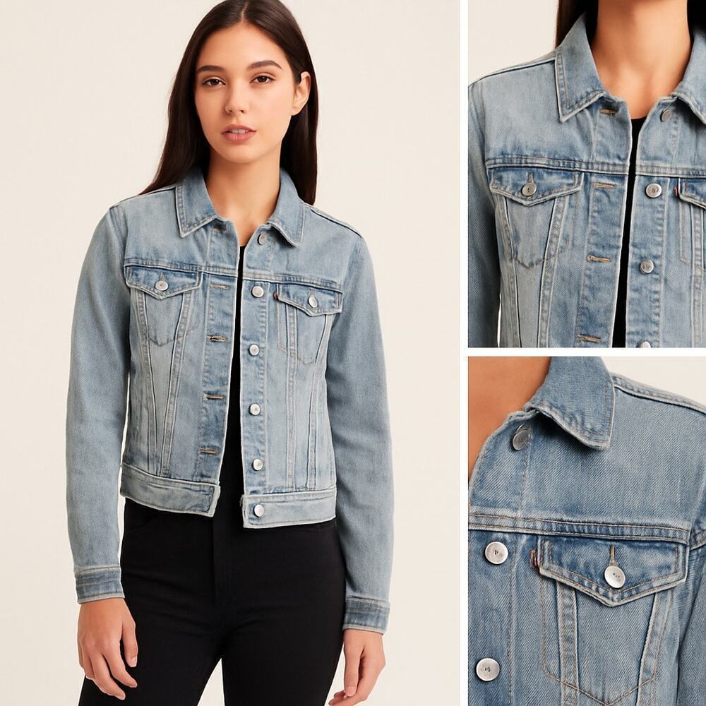Levi’s XS Light Wash Distressed Denim Trucker Jacket